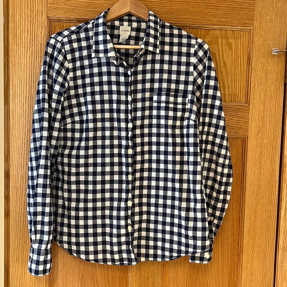 J Crew Navy & White button down
